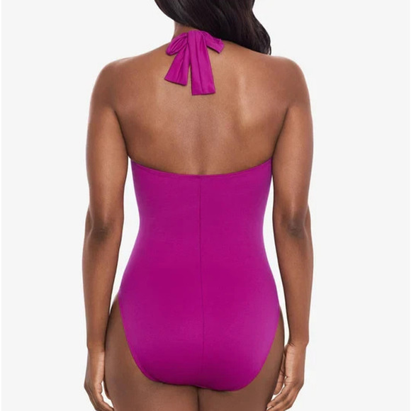 Miraclesuit Utopia One Piece Halter Swimsuit Framboise Pink Size 12 NWT $168 - Picture 5 of 12